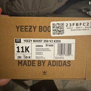 Adidas Black and Red Yeezy Boost 350 V2 Kids